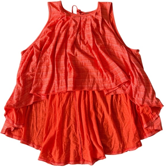 Free People Tiered Coral Sleeveless Top M - Picture 3 of 8